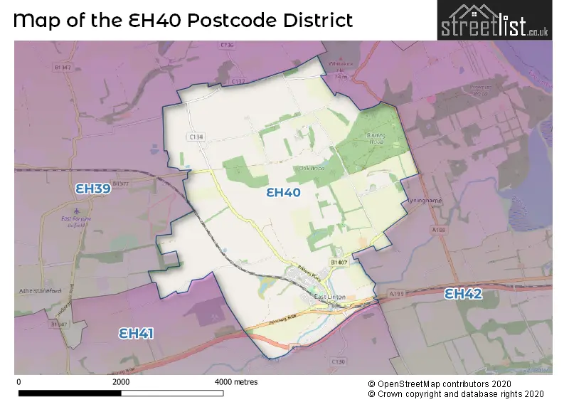 Map of the EH40 and surrounding districts
