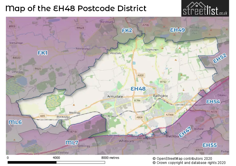 Map of the EH48 and surrounding districts