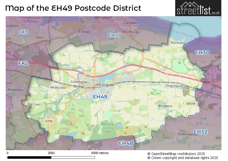 Map of the EH49 and surrounding districts
