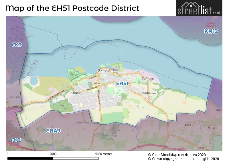 Map of the EH51 and surrounding districts