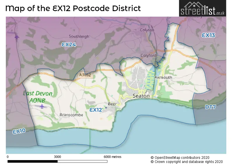Map of the EX12 and surrounding districts