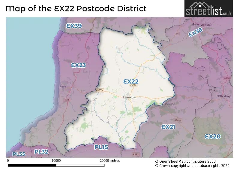 Map of the EX22 and surrounding districts