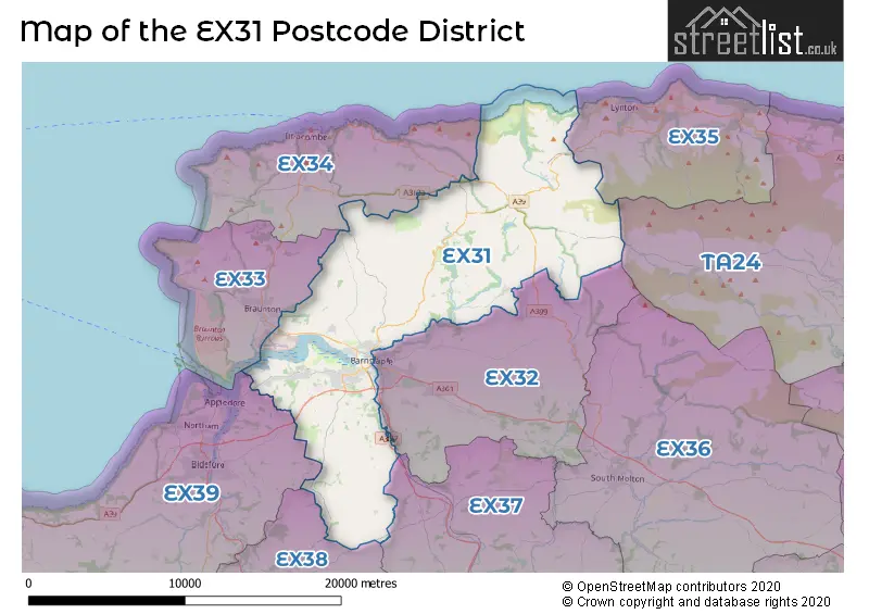 Map of the EX31 and surrounding districts