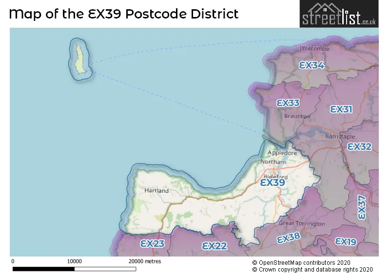 Map of the EX39 and surrounding districts