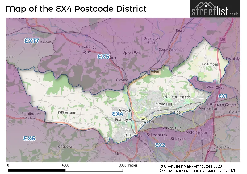 Map of the EX4 and surrounding districts