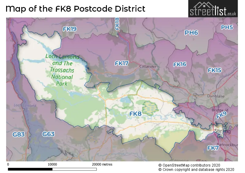 Map of the FK8 and surrounding districts