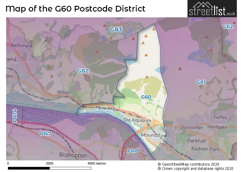 Map of the G60 and surrounding districts