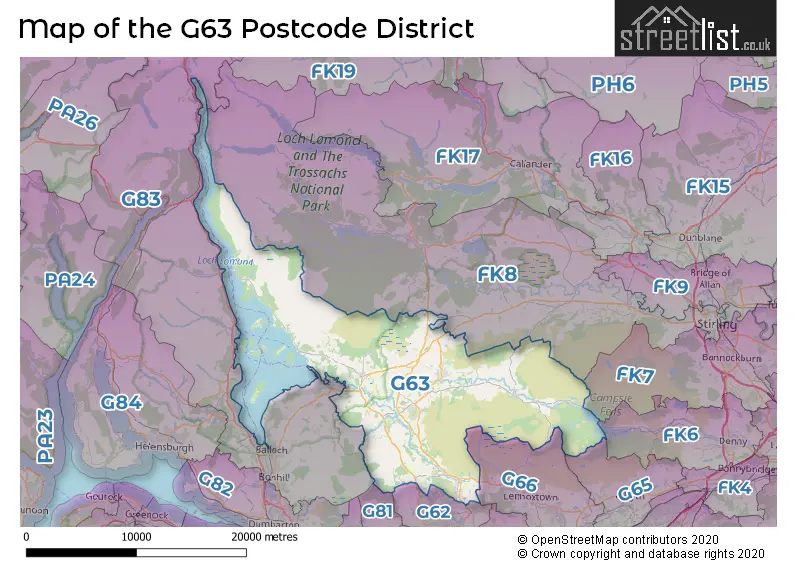 Map of the G63 and surrounding districts