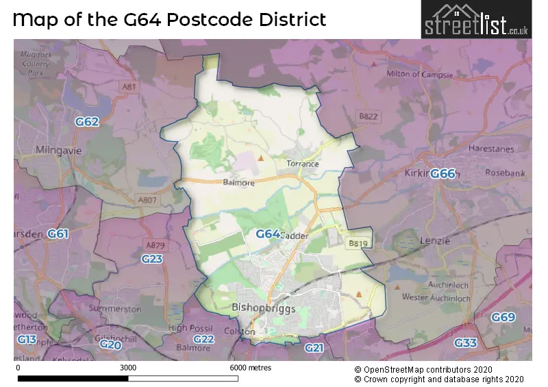 Map of the G64 and surrounding districts