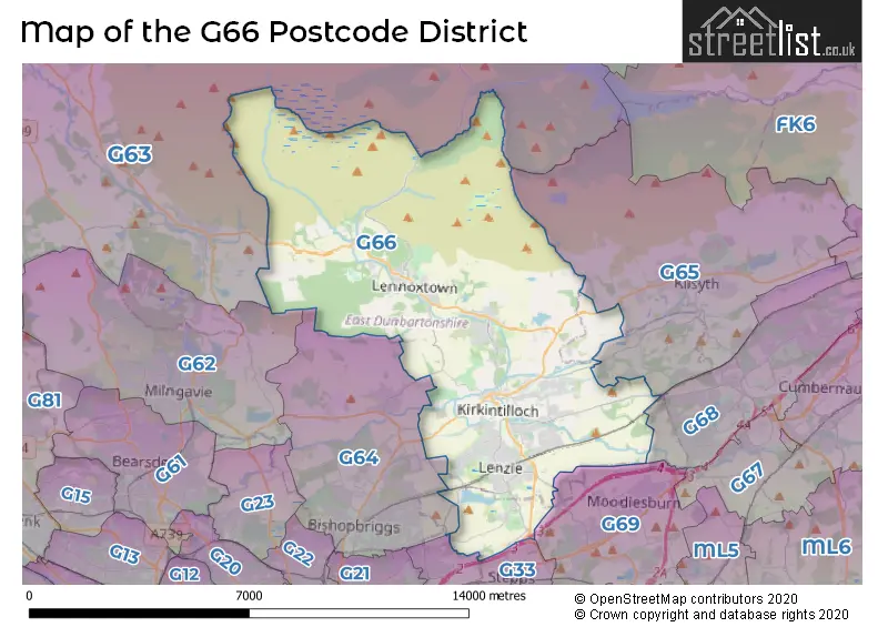 Map of the G66 and surrounding districts