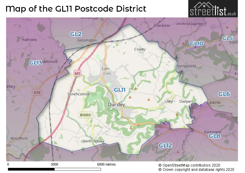 Map of the GL11 and surrounding districts