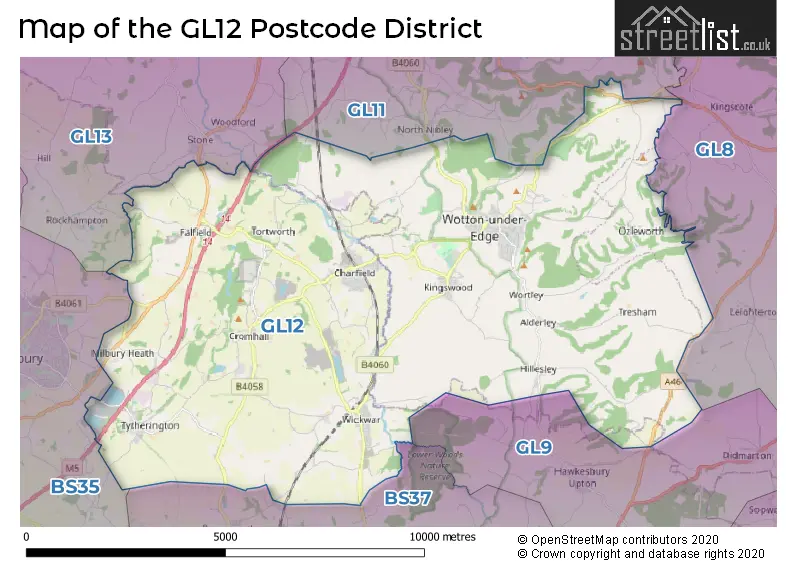 Map of the GL12 and surrounding districts