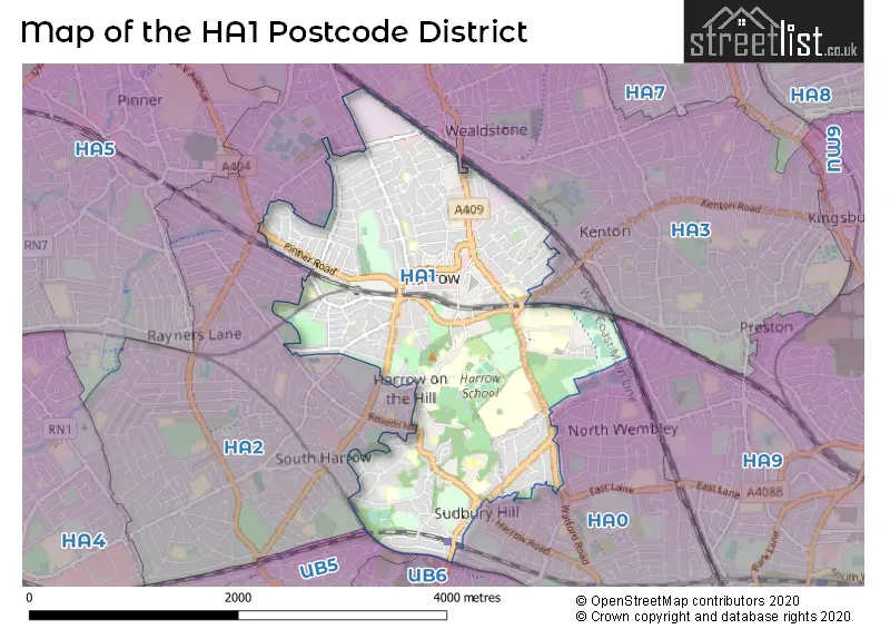 Map of the HA1 and surrounding districts