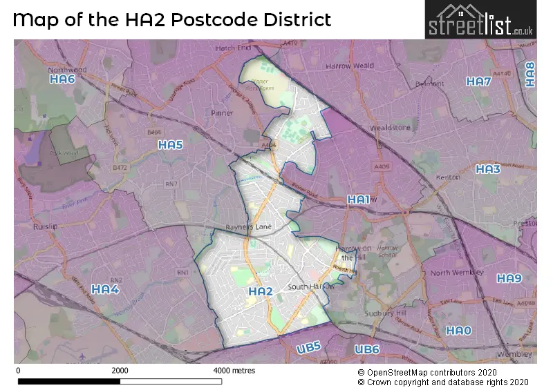Map of the HA2 and surrounding districts