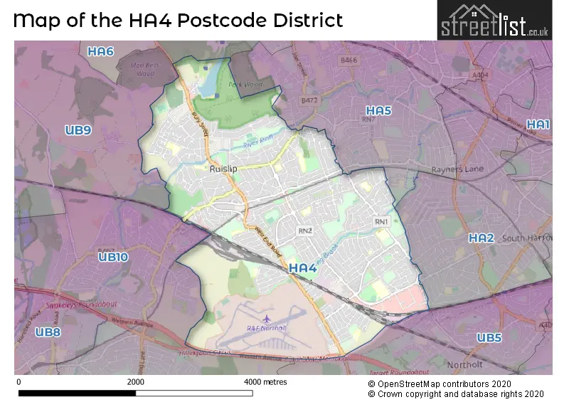 Map of the HA4 and surrounding districts