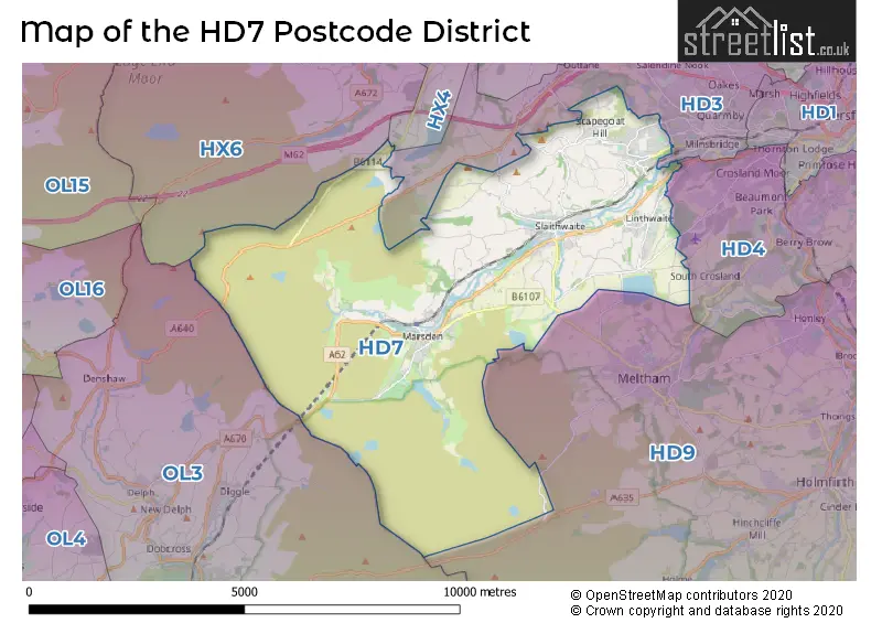 Map of the HD7 and surrounding districts