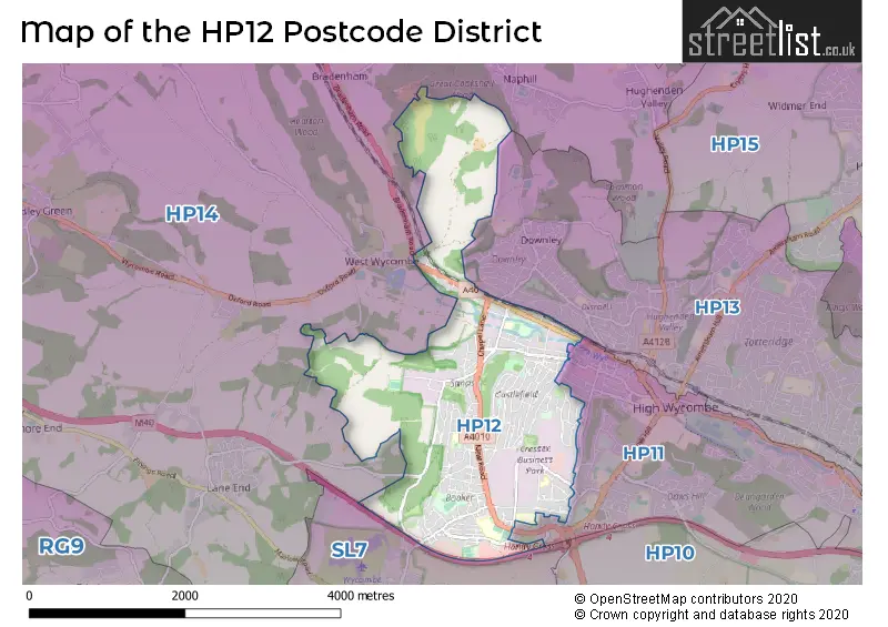 Map of the HP12 and surrounding districts