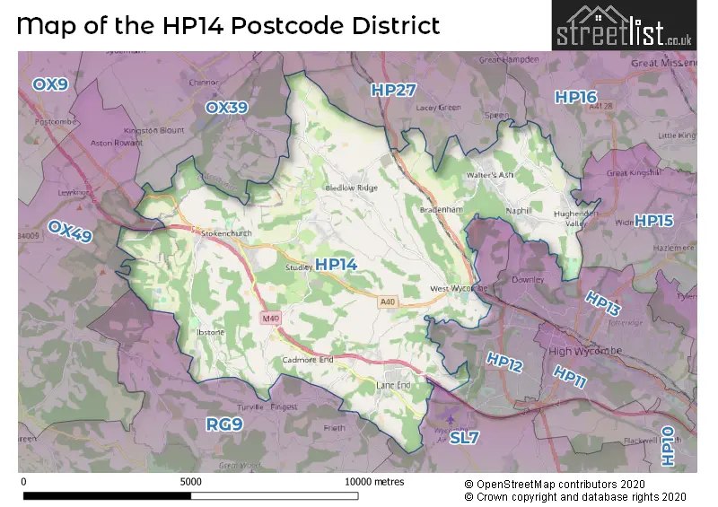 Map of the HP14 and surrounding districts