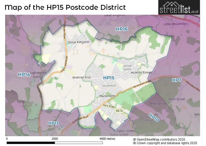 Map of the HP15 and surrounding districts