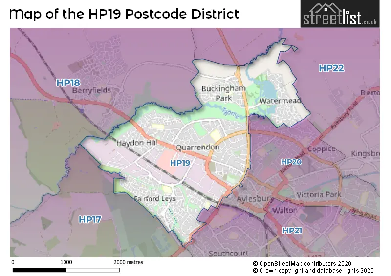 Map of the HP19 and surrounding districts