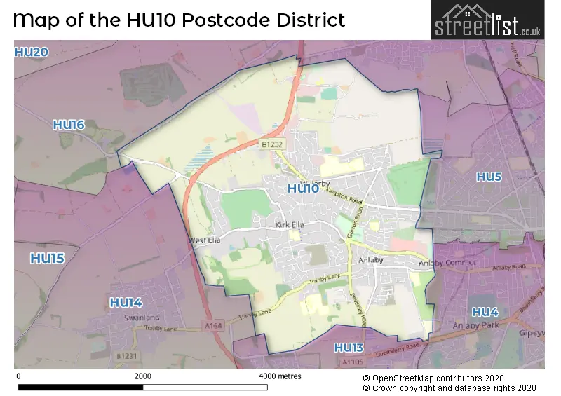 Map of the HU10 and surrounding districts