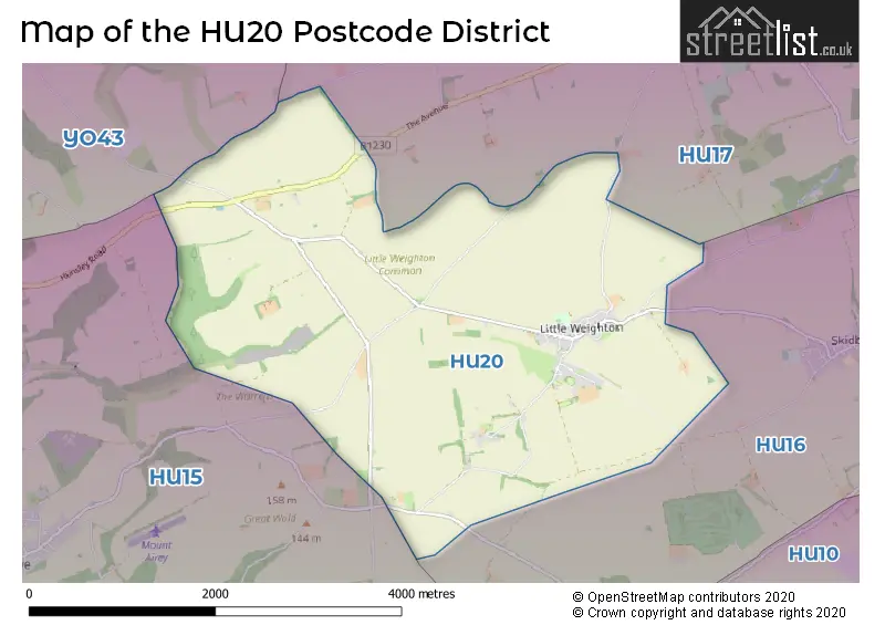 Map of the HU20 and surrounding districts