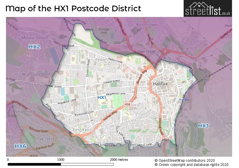 Map of the HX1 and surrounding districts