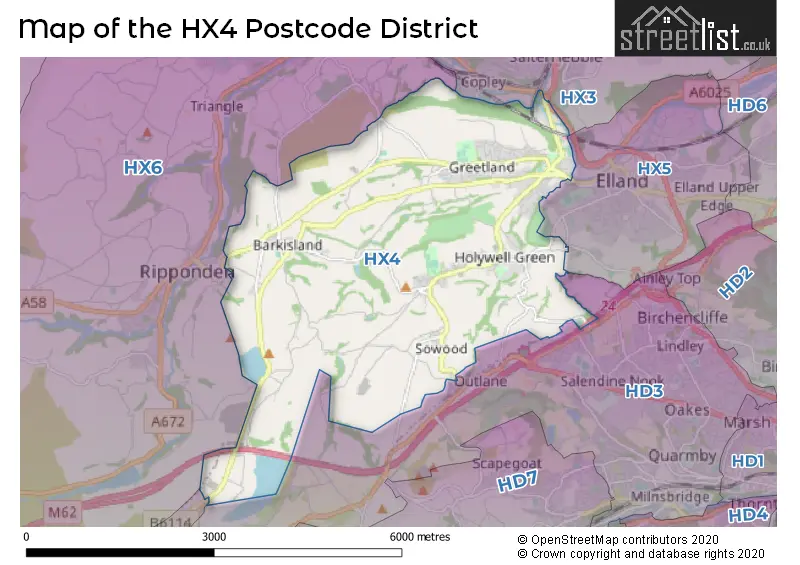 Map of the HX4 and surrounding districts