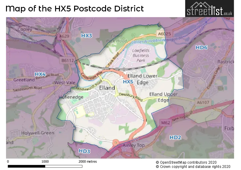 Map of the HX5 and surrounding districts