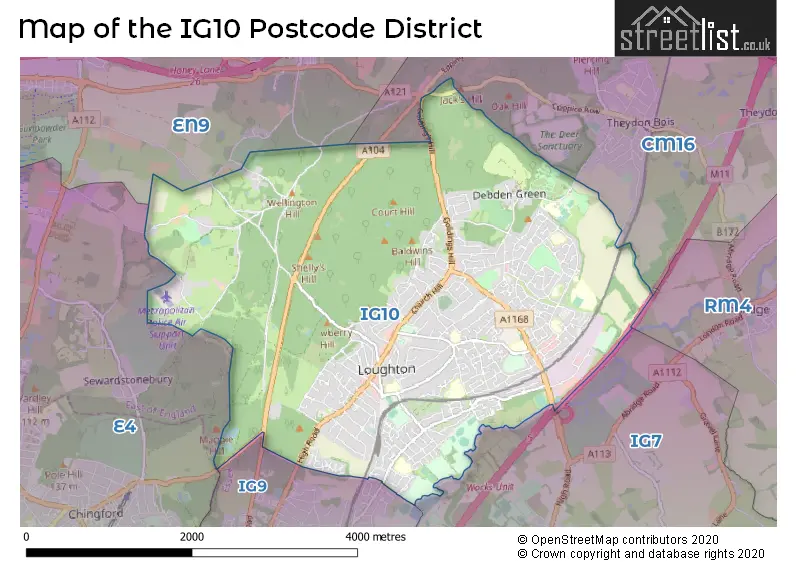 Map of the IG10 and surrounding districts