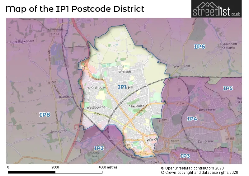 Map of the IP1 and surrounding districts