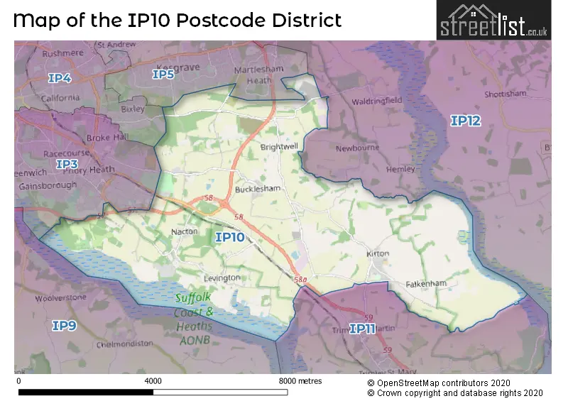 Map of the IP10 and surrounding districts