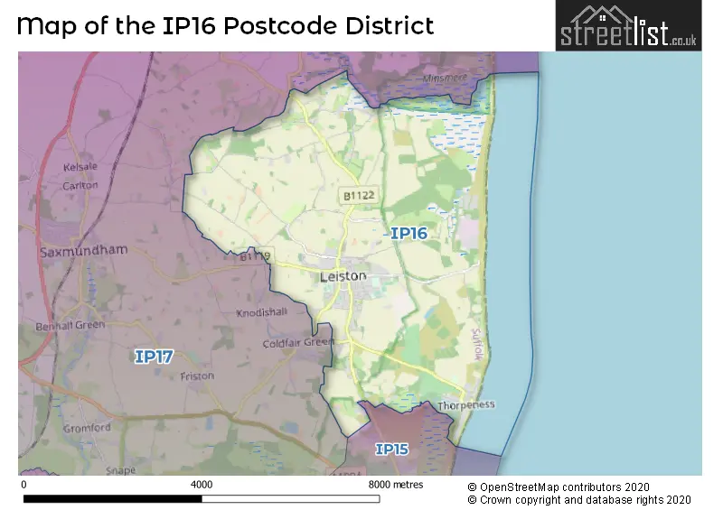 Map of the IP16 and surrounding districts