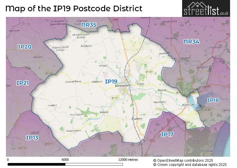 Map of the IP19 and surrounding districts