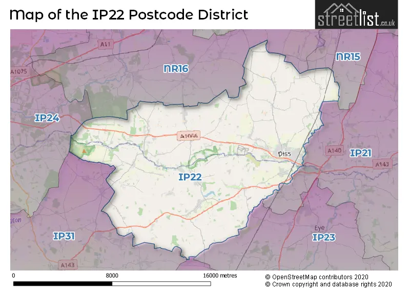 Map of the IP22 and surrounding districts
