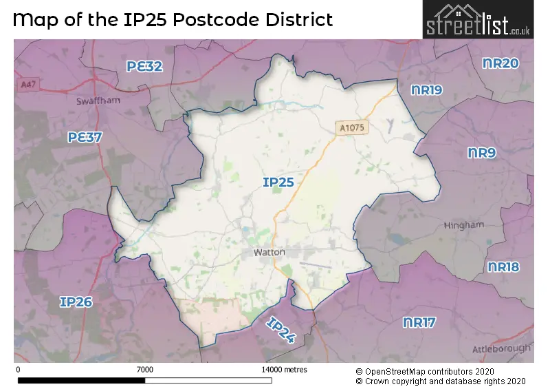 Map of the IP25 and surrounding districts