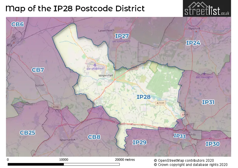 Map of the IP28 and surrounding districts