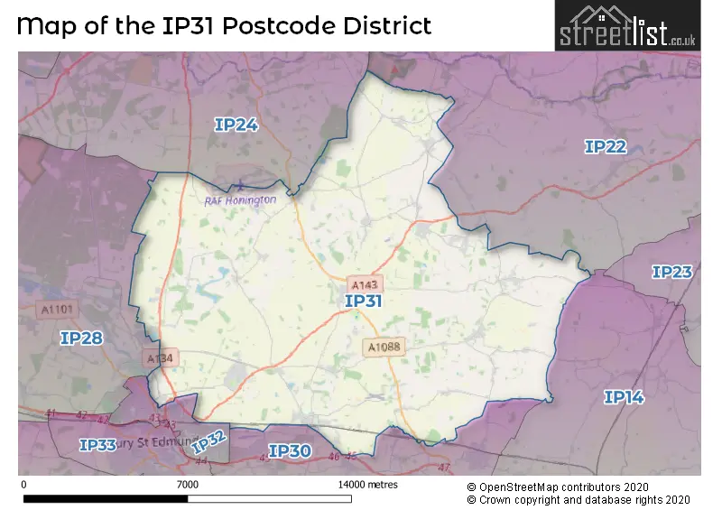 Map of the IP31 and surrounding districts