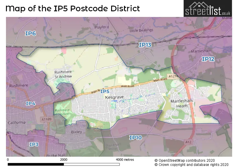 Map of the IP5 and surrounding districts