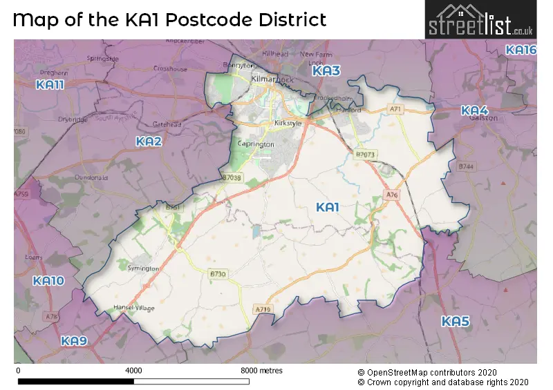 Map of the KA1 and surrounding districts