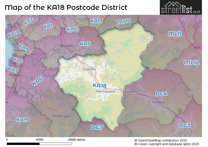 Map of the KA18 and surrounding districts