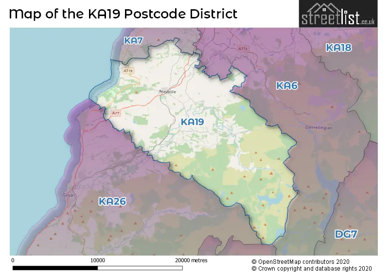 Map of the KA19 and surrounding districts