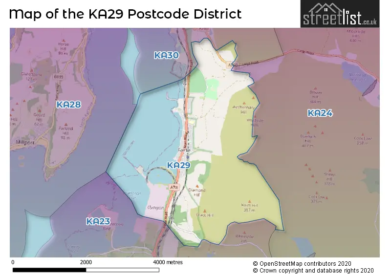 Map of the KA29 and surrounding districts