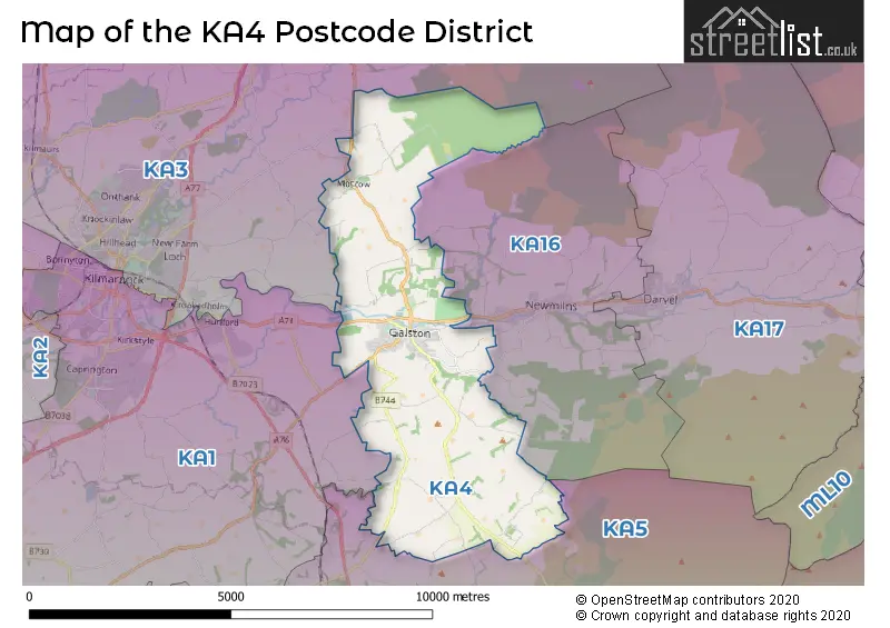 Map of the KA4 and surrounding districts