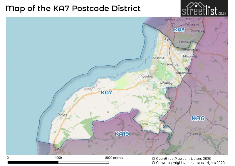 Map of the KA7 and surrounding districts