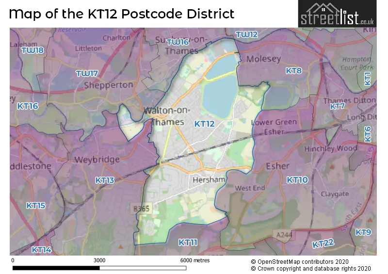Map of the KT12 and surrounding districts