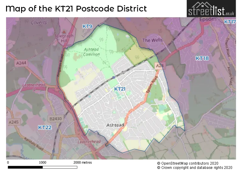 Map of the KT21 and surrounding districts