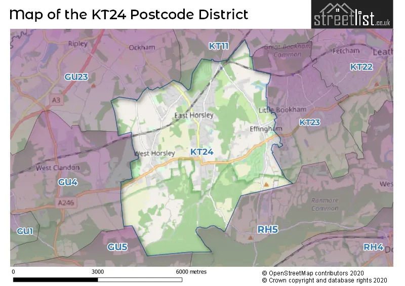 Map of the KT24 and surrounding districts