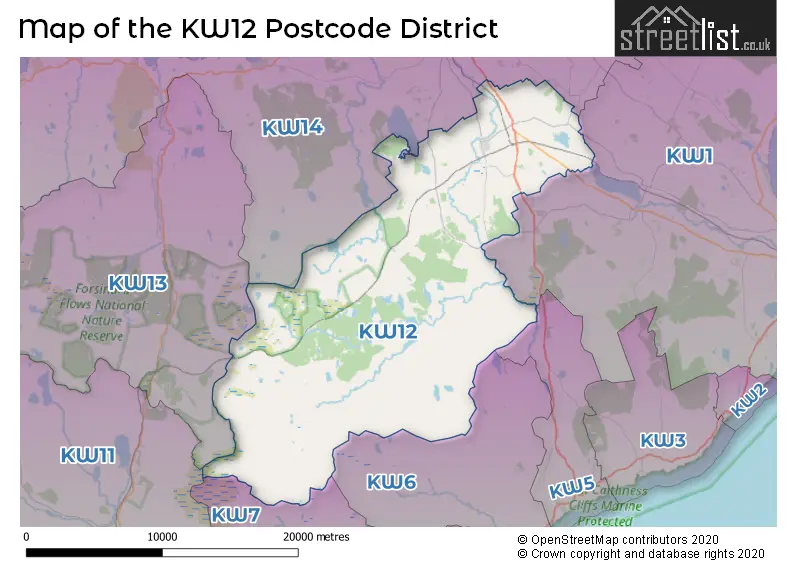 Map of the KW12 and surrounding districts