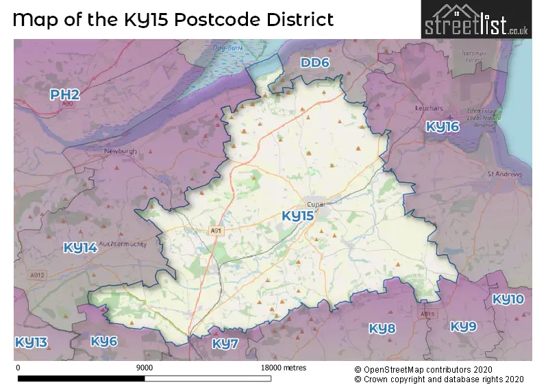 Map of the KY15 and surrounding districts